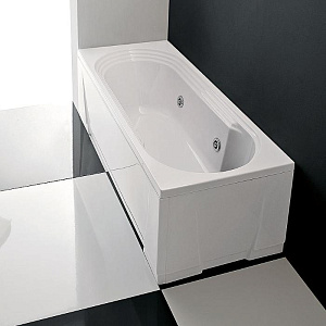 Ванна встраиваемая, 140x70xh56 см, с гидромассажем с цифровым включением, со сливной колонкой, с датчиком уровня воды, с фронтальной и 1 боковой панелью, фото