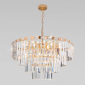 Каскадная люстра Eurosvet 10130/10 золото/прозрачный хрусталь Strotskis фото