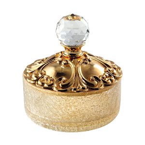 Баночка Migliore Cristalia низкая H5 см с крышкой, стекло/золото/Swarovski 16825 фото