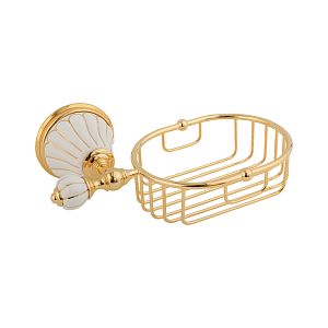 Решетка-корзинка Migliore Olivia настенная, керамика белая с золотым декором, золото 17533 фото