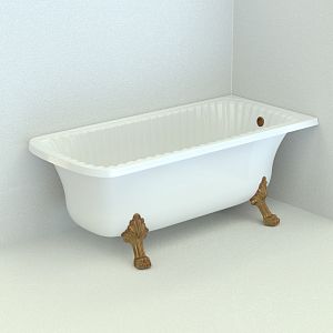 Ванна Migliore Olivia Ang 174x80хH66 см белая, на лапах "Leone" Standart в угол, слив/перелив бронза 27003 фото