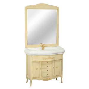 База Migliore Bella 91xH81x49 см для раковины 100 см, 2 двери 1 ящиком с лилией филенчатые, цвет: Decape Sabbia 25931 фото