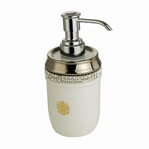 Дозатор Migliore Dubai настольный, керамика белая/Swarovski/декор платина/хром 28455 фото