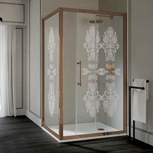 SAMO Impero Душевой угол 120x90х200cм,, проф, и ручка бронза, стекло прозрачное с декором N8+ StarClean (неоригинальная упаковка, мелкие царапины на профилях) фото