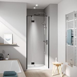 Kermi LIGA Дверь в нишу c непод,сегментом LI SFL 1200x2000, Schwarz Soft+прозрачное стекло с Kermiclean фото