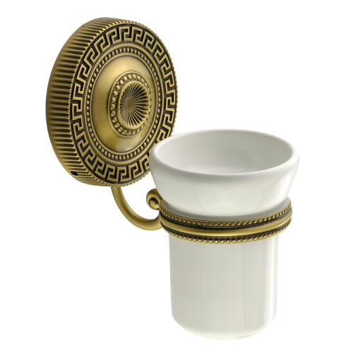 Стакан Migliore Montecarlo настенный, керамика белая/бронза 31517