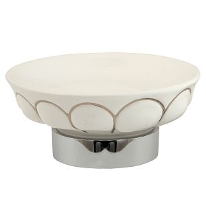 Mыльница Migliore Olivia настольная, керамика белая с декором платина, хром 17540 фото