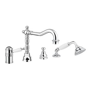 Смеситель на борт ванны Migliore Oxford монокомандный, термостат, на 4 отверстий, ручка белая, хром 19127 фото