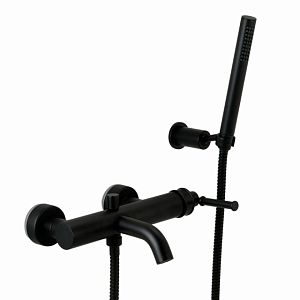 Смеситель для ванны Migliore Ermitage Mini монокомандный внешний, с ручным душем, ручка латунь, черный матовый 30851 фото