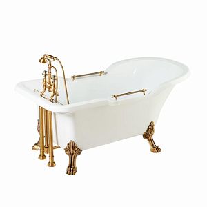 Ванна Migliore Impero 180x87хH76 см белая, на лапах "Leone" Standart слив/перелив бронза 26926 фото