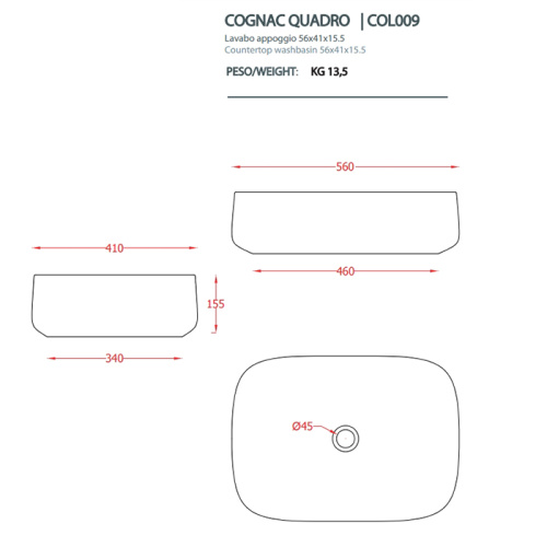 Artceram Cognac Раковина 56х41 см, без отв,, накладная, цвет: notte фото 2