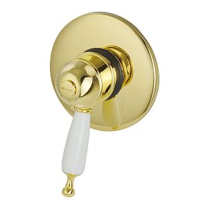 Смеситель скрытого монтажа Migliore Oxford монокомандный, термостат, ручка белая, золото 19180 фото