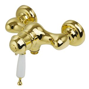 Смеситель для душа Migliore Oxford монокомандный внешний, термостат, выход М1/2", ручка белая, золото 19169 фото