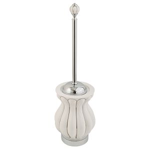 Ершик Migliore Olivia напольный, керамика белая с декором платина, хром 17548 фото