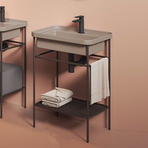 Artceram Fuori Scala Консоль металлическая с раковиной, 57х42,5х83см,, напольная, с полочкой, подвесная, цвет: moka/matera фото