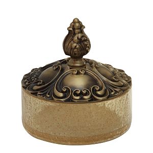 Баночка Migliore Elisabetta низкая, H13 см с крышкой, стекло/бронза 16990 фото