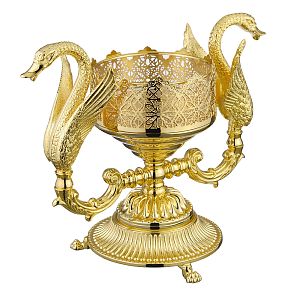 Мыльница Migliore Luxor настольная (два лебедя), стекло декор золото/золото 26218 фото