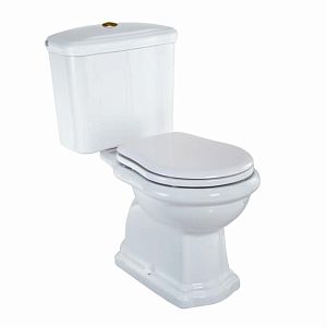 Комплект Migliore Bella унитаз моноблок выпуск в пол, бачок с кнопкой бронза, белый (без крышки) 31092 фото