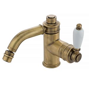 Смеситель для биде Migliore Ermitage монокомандный, ручка сбоку белая, бронза 24998 фото