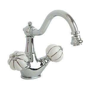 Смеситель для биде Migliore Olivia, донный клапан "click-clack", белый с декором платина/хром 19011 фото