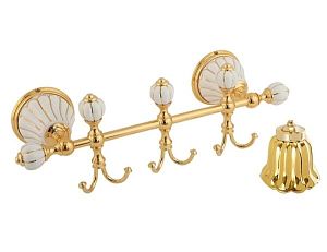 Планка Migliore Olivia с тремя крючками L30 см, керамика золото, золото 26177 фото